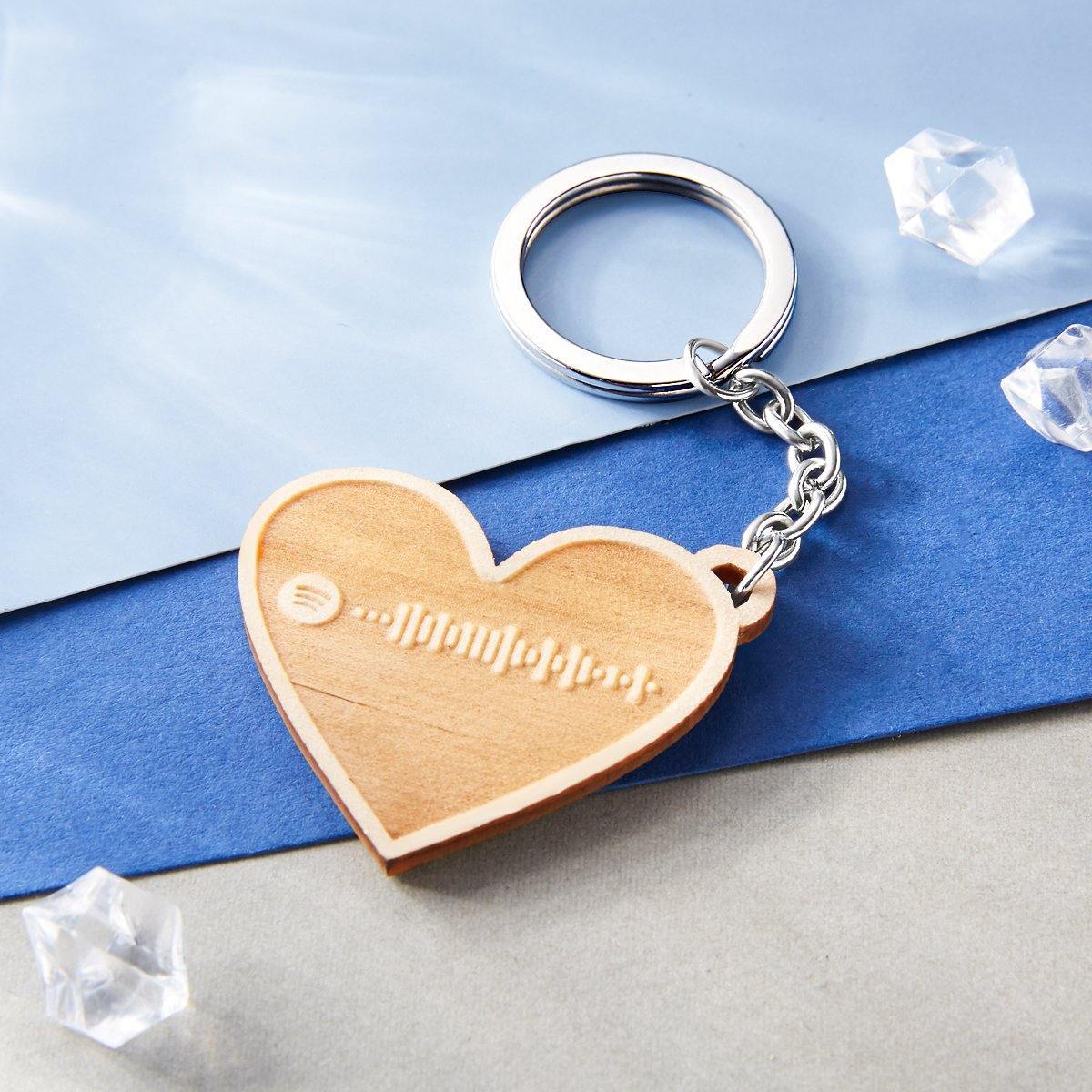 Scannable Spotify Code Heart Keychain, Custom Music Song Keychains - soufeelus