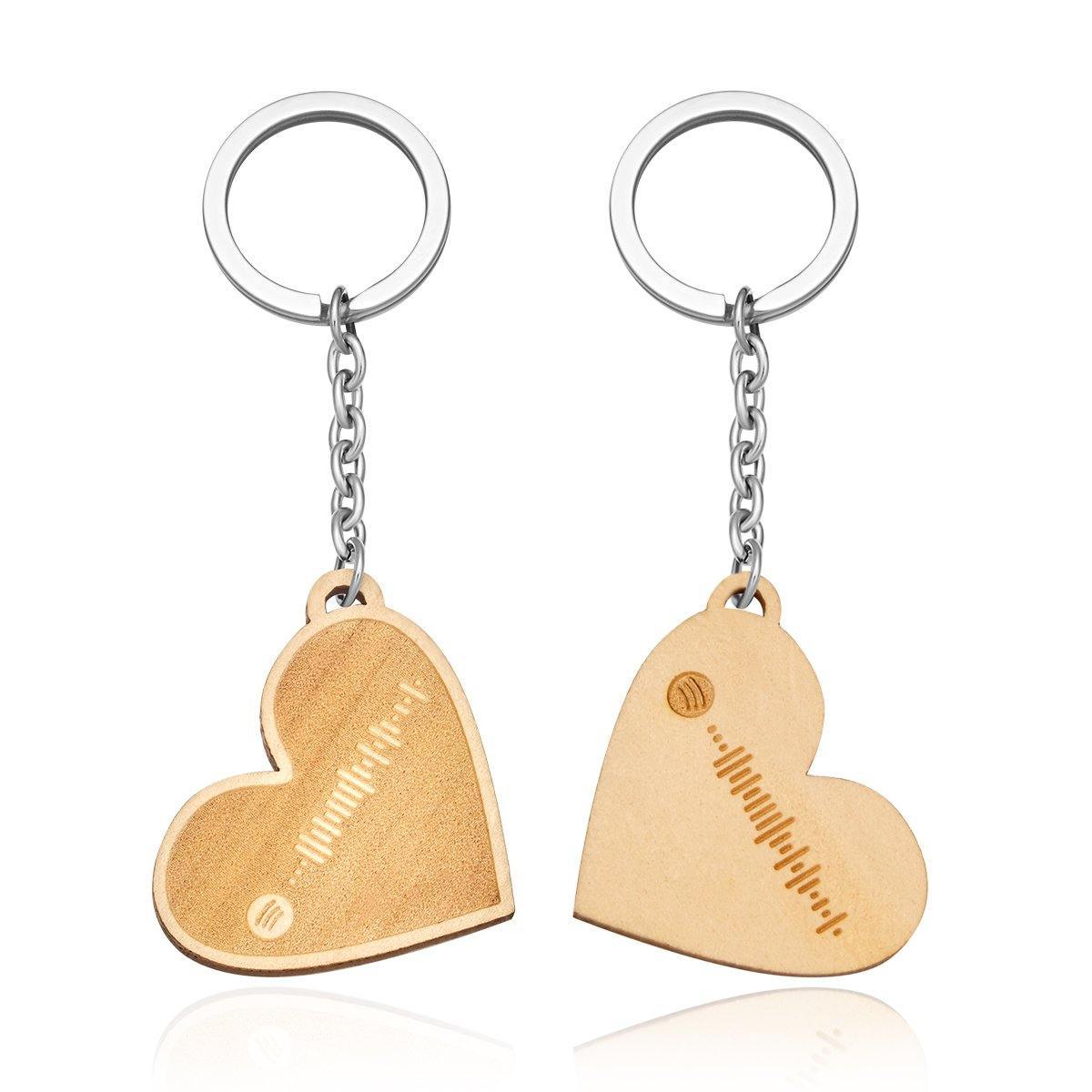 Scannable Spotify Code Heart Keychain, Custom Music Song Keychains - soufeelus