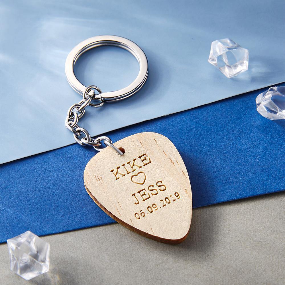 Customized Wood Pick Heart Keychain - soufeelus