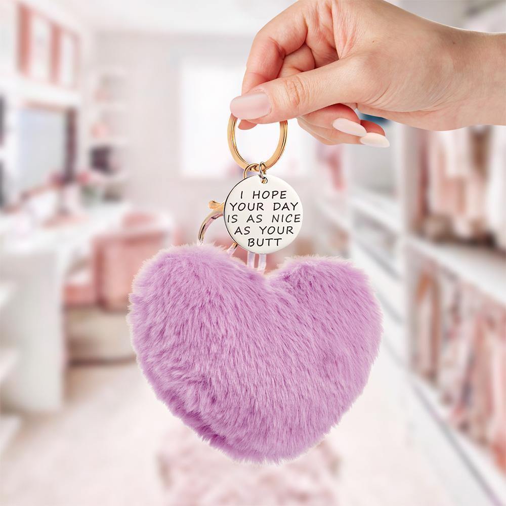 Furry And Funny Keyring for Girlfriend or Wife Pink ,Personalised Gift Idea for Wife - soufeelus