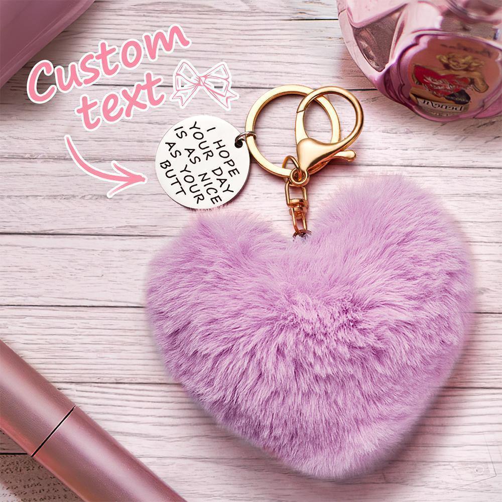 Furry And Funny Keyring for Girlfriend or Wife Pink ,Personalised Gift Idea for Wife - soufeelus