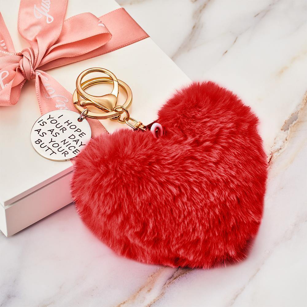 Furry And Funny Keyring for Girlfriend or Wife Pink ,Personalised Gift Idea for Wife - soufeelus