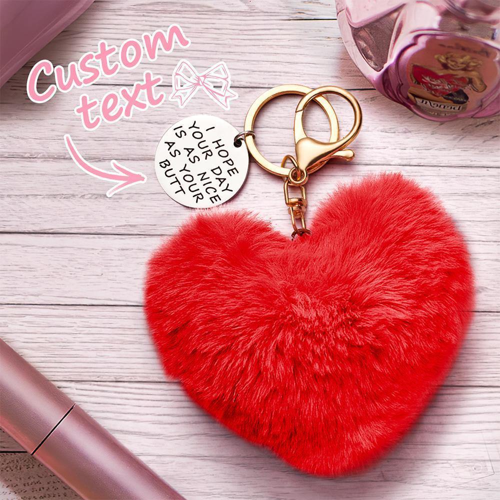 Furry And Funny Keyring for Girlfriend or Wife Pink ,Personalised Gift Idea for Wife - soufeelus