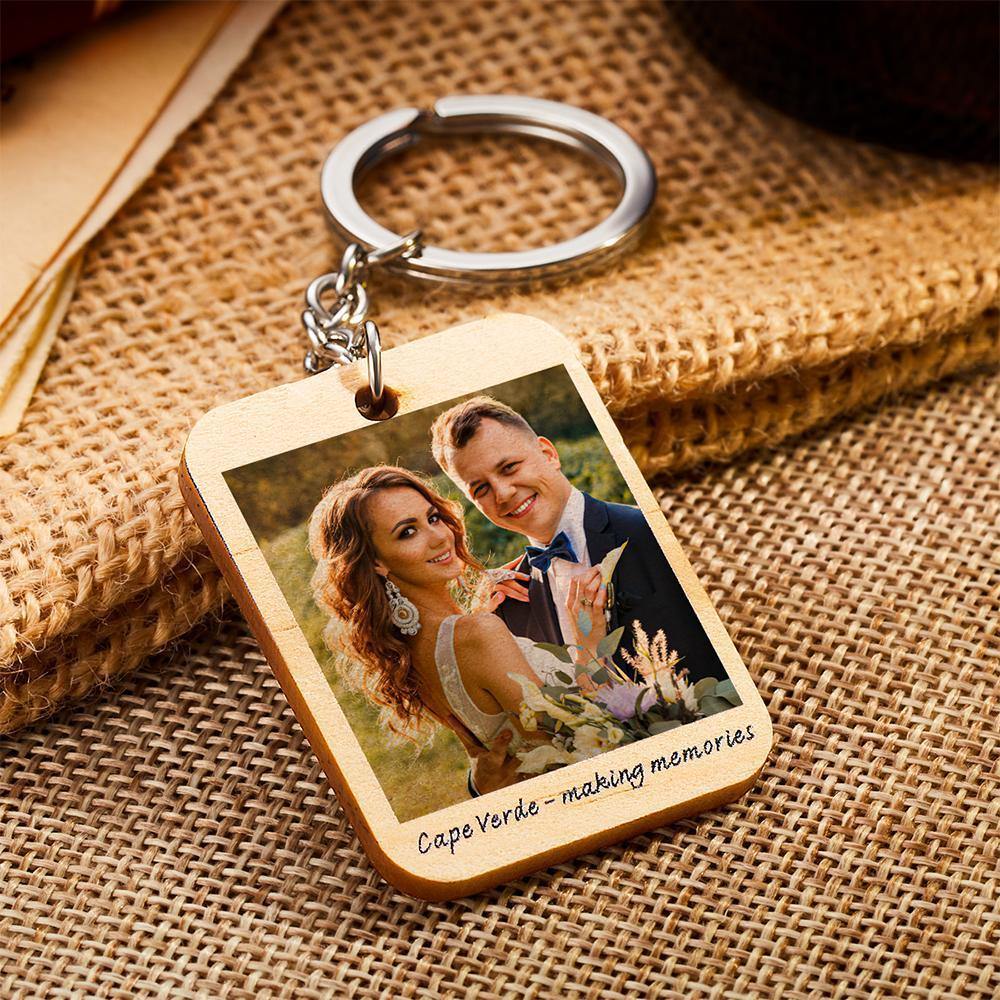 Personalised Wooden Photo Key Ring Father's Day Gifts - soufeelus