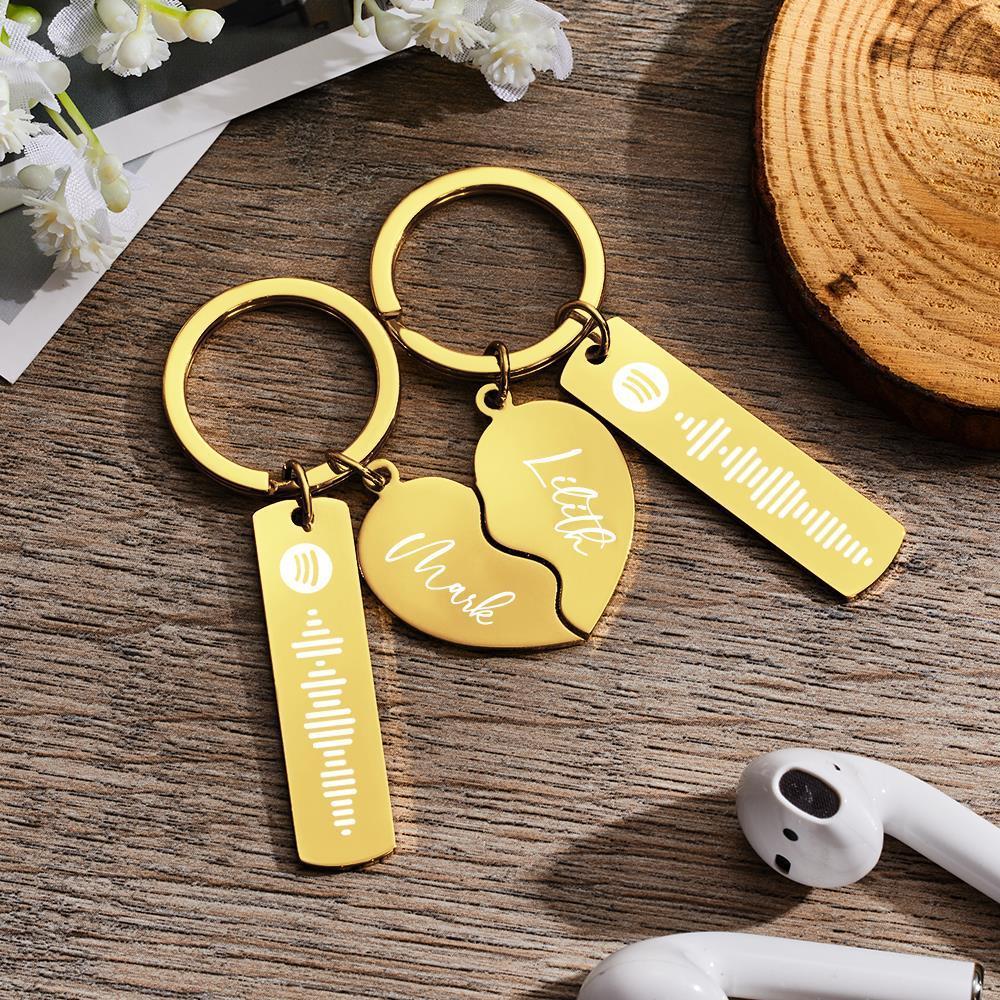 Personalized Spotify Code Keychain Custom Name in Heart Shape Keychain for Her -