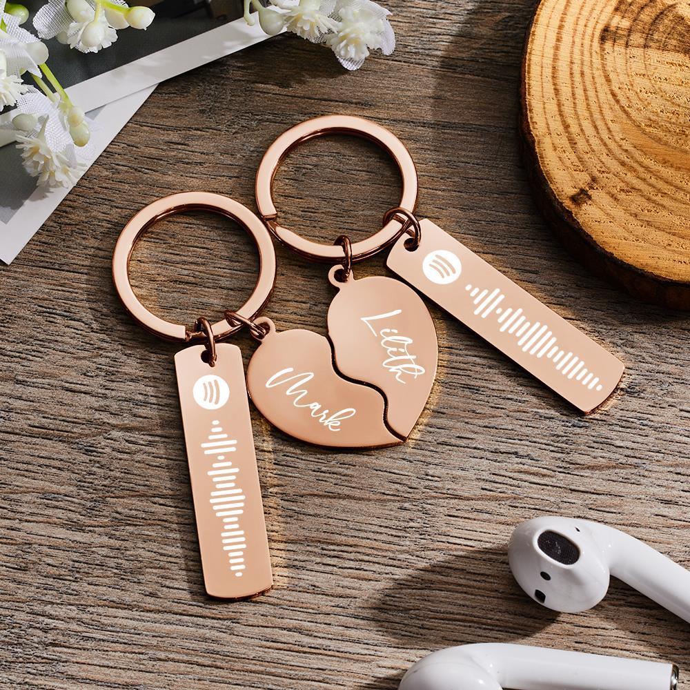 Personalized Spotify Code Keychain Custom Name in Heart Shape Keychain for Her -