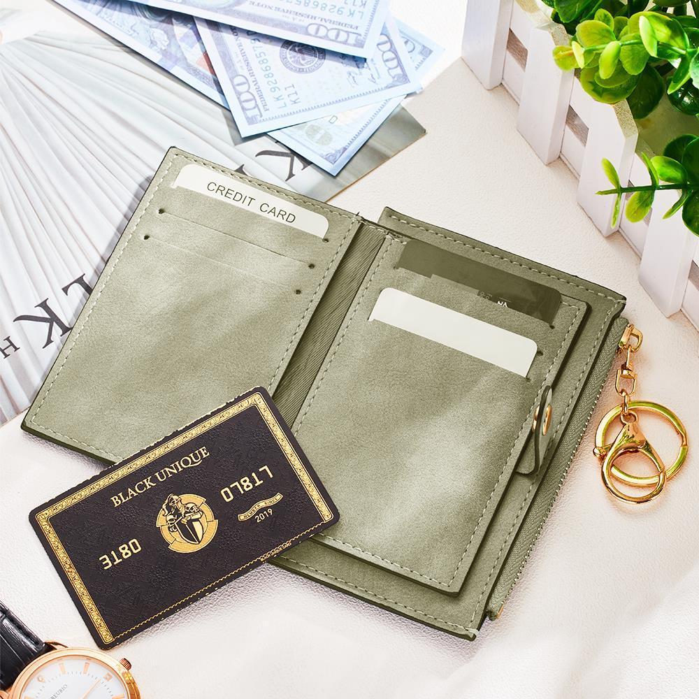 Custom Engraved Mini Wallet Small Keychain Card Holder