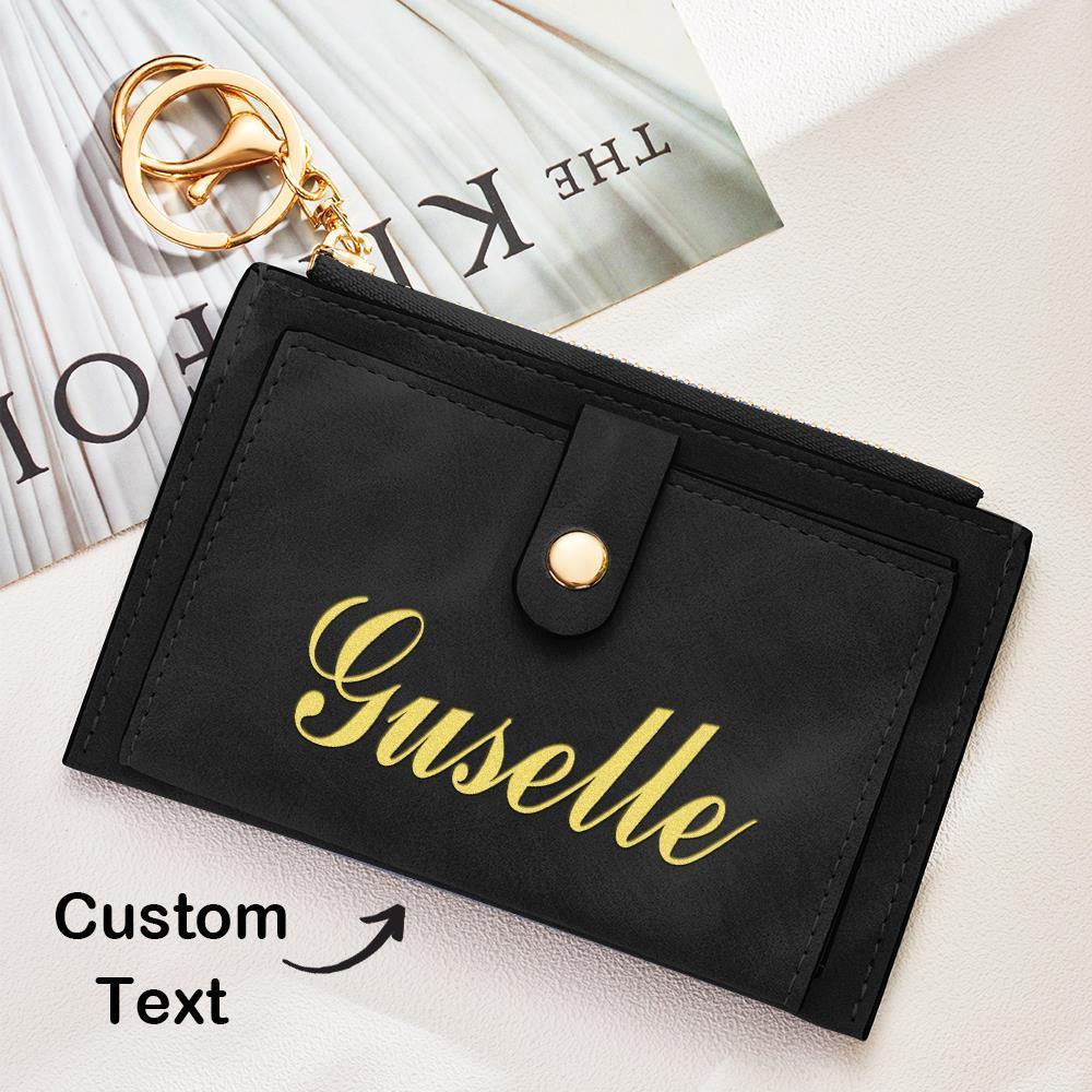 Custom Engraved Mini Wallet Small Keychain Card Holder