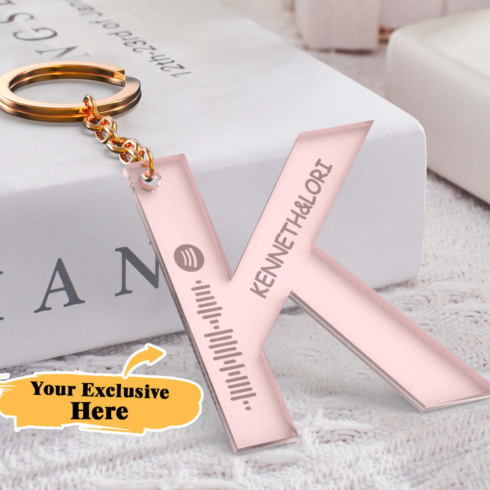 Custom Engraved Alphabet Spotify Code Keychain Custom Scannable Engraved Custom Music Song Keychain Gifts For Him -