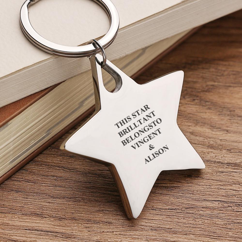 Custom Engraving This Star Keychain Luxurious Thick Star Keychain For A Friend