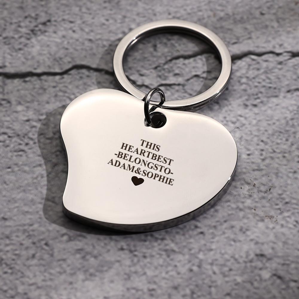 Custom Engraving This Heart Shaped Keychain Luxurious Thick Solid Heart Shaped Keychain For Friends