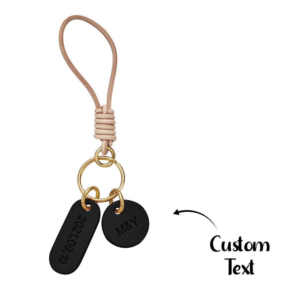 Custom Engraved Keychain Round Anniversary Date Keychain Gift for Anniversary