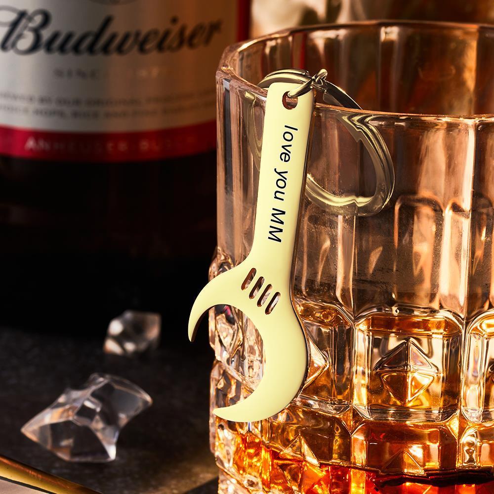 Custom Engraved Keychain Wrench Bottle Opener Keychain Gift for Men