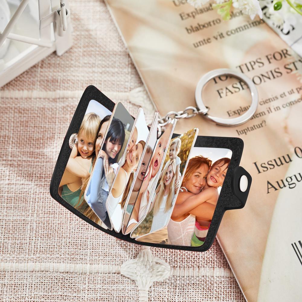 Custom Photo Album Keychain Custom Photo Leather Keychain Romantic Gift for mom