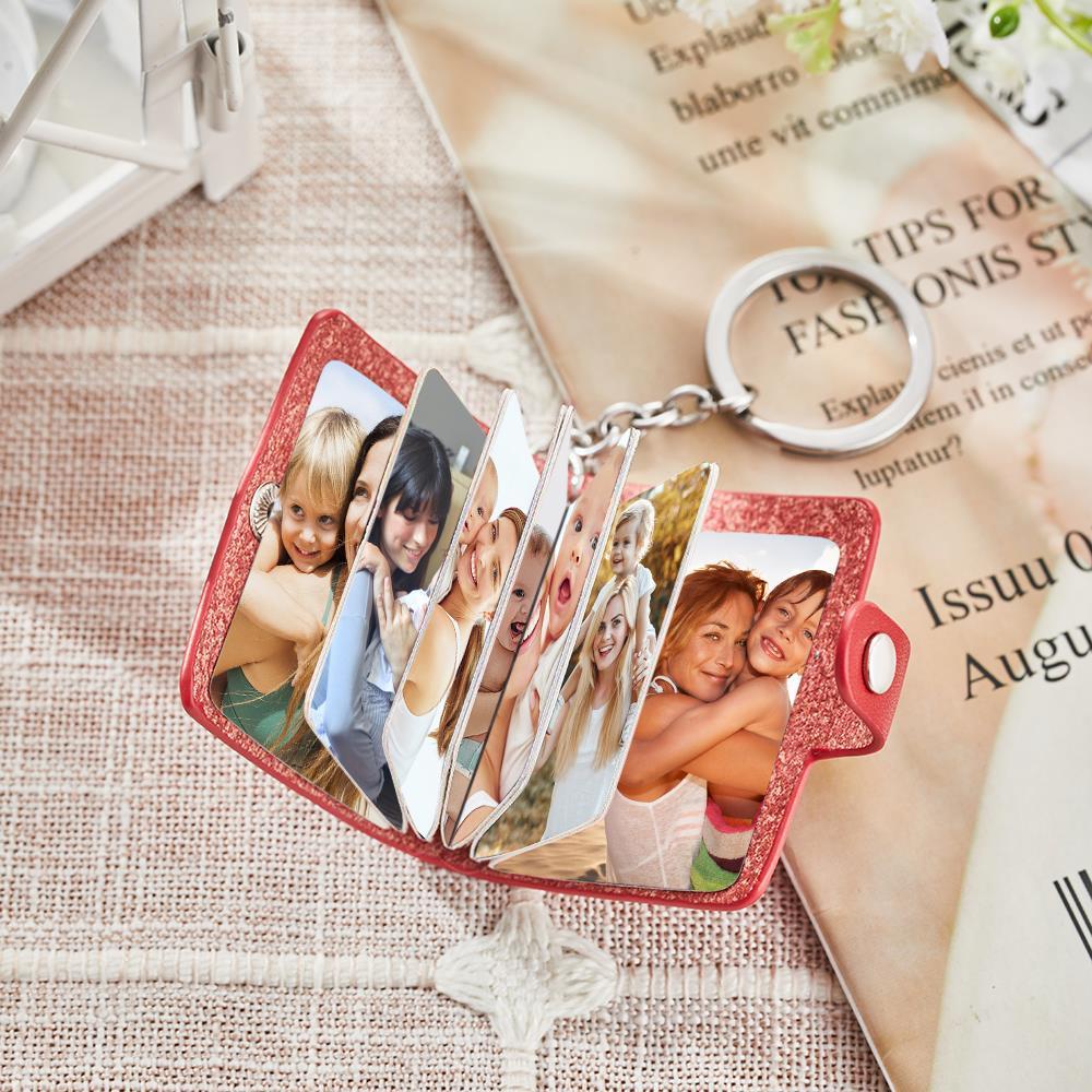 Custom Photo Album Keychain Custom Photo Leather Keychain Romantic Gift for mom