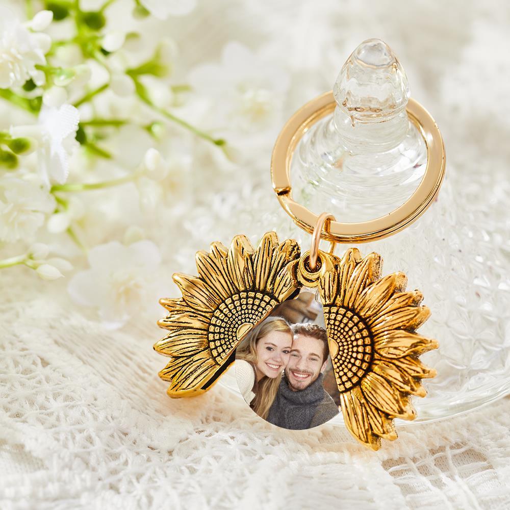 Custom Photo Sunflower Keychain Custom Photo Pendant Keychain For Kids