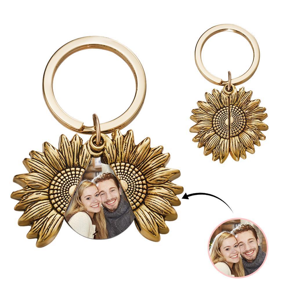 Custom Photo Sunflower Keychain Custom Photo Pendant Keychain For Kids