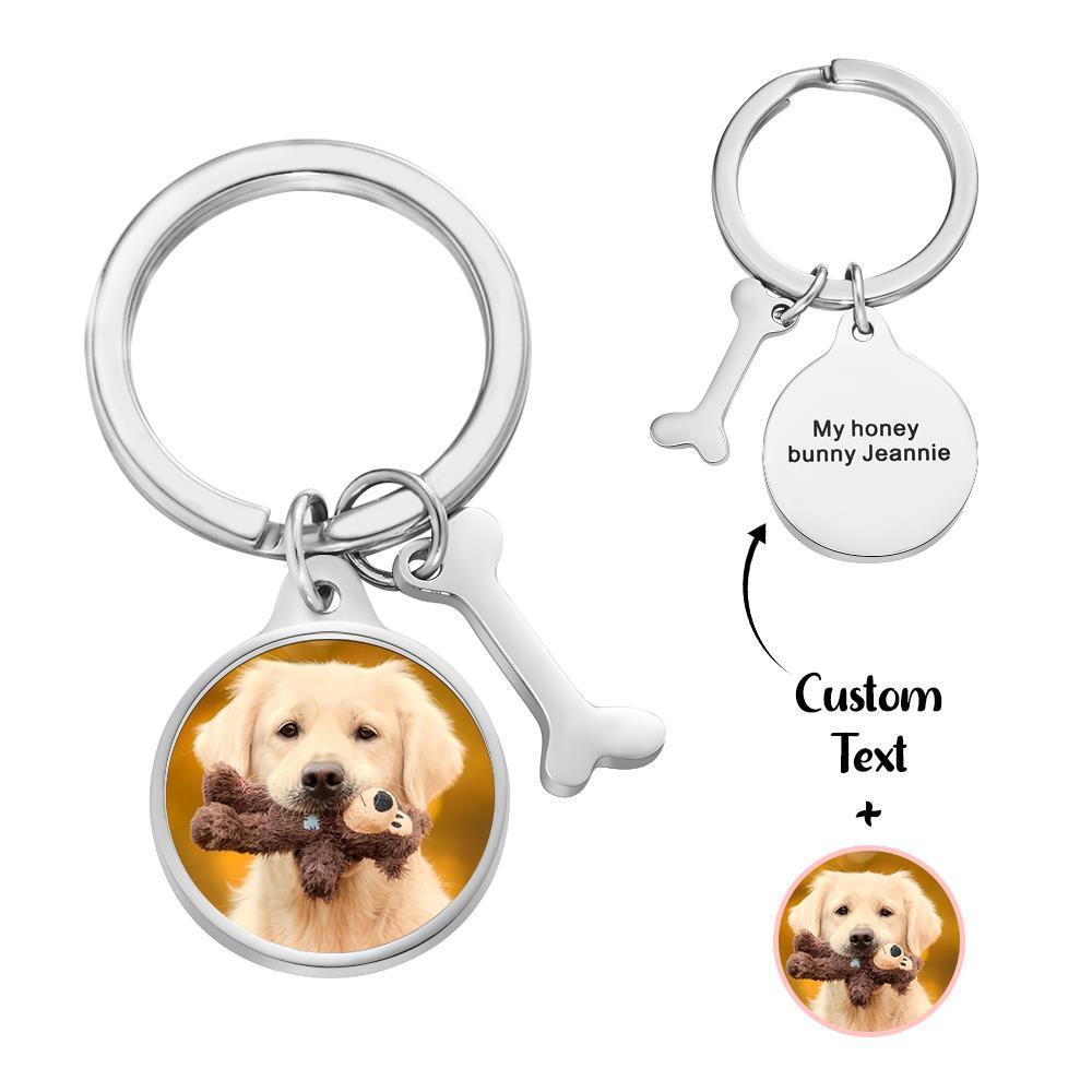 Custom Photo Engraved Word Pet Photo Keychain Custom Dog Keychain Gift To Him