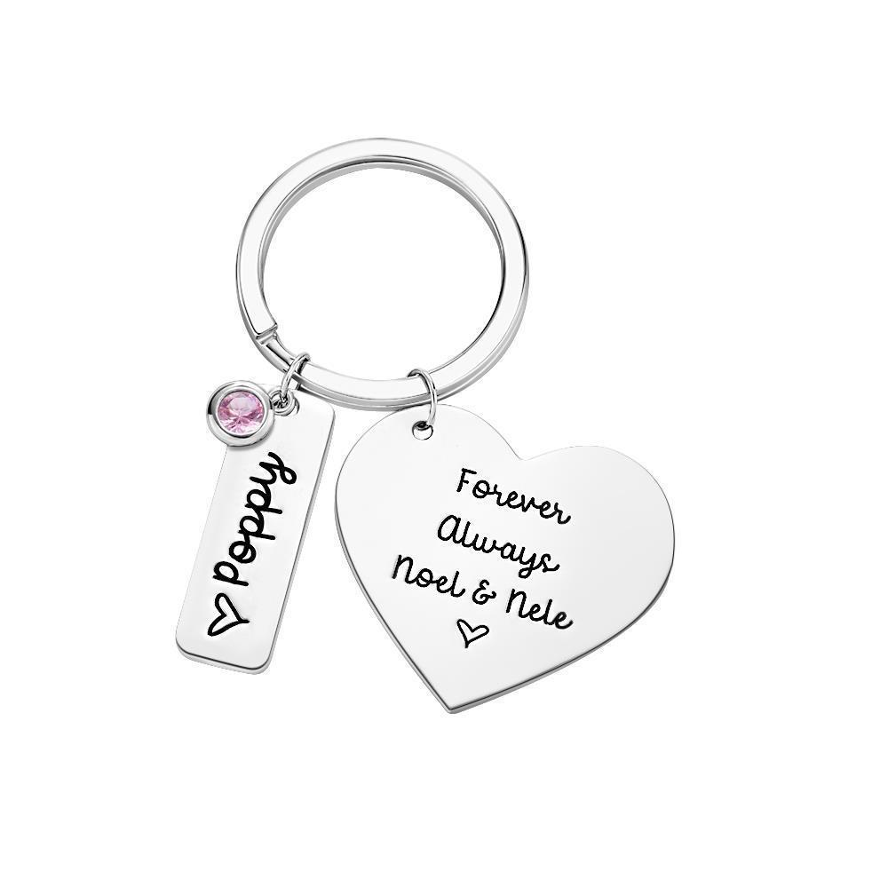 Custom Engraved Diamond Heart Keychains Lettering Optional Rectangular Lettering Number of Gifts for Lover