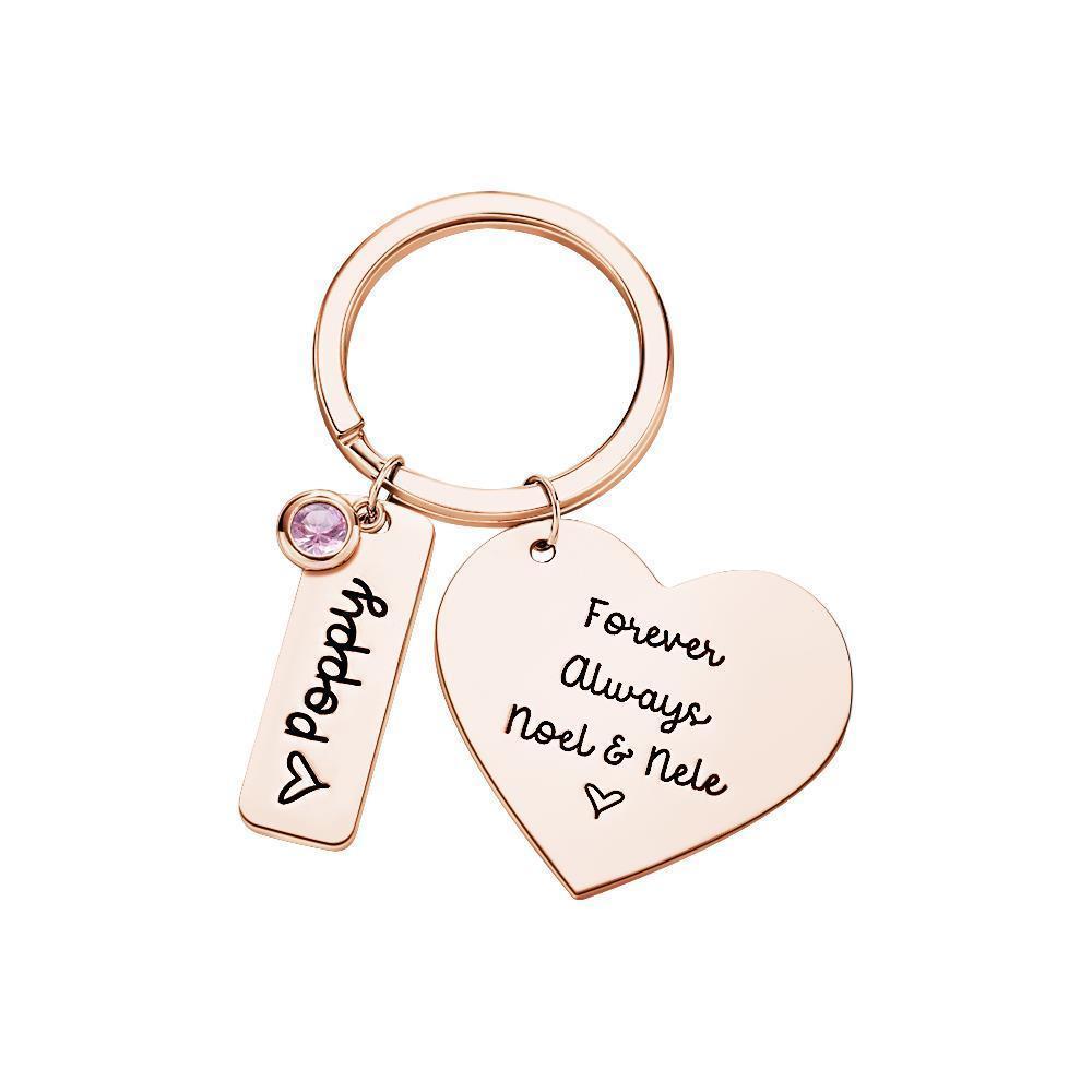 Custom Engraved Diamond Heart Keychains Lettering Optional Rectangular Lettering Number of Gifts for Lover