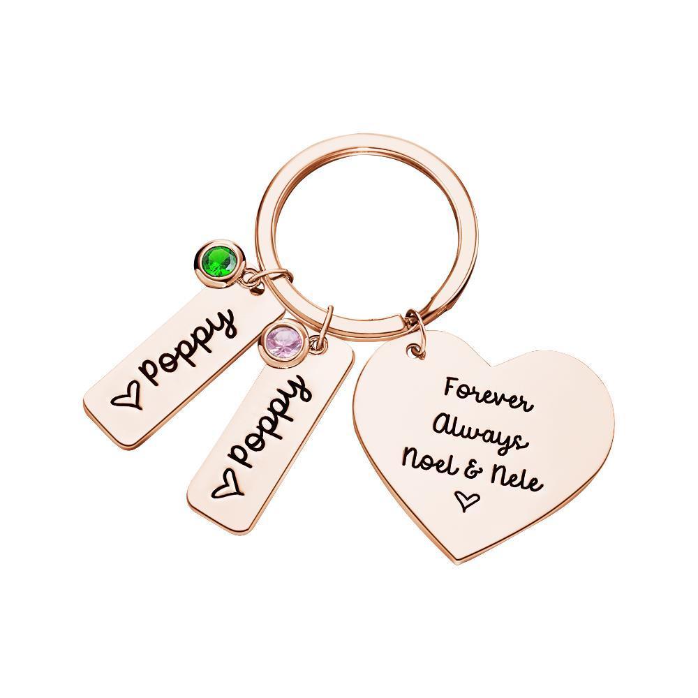 Custom Engraved Diamond Heart Keychains Lettering Optional Rectangular Lettering Number of Gifts for Lover