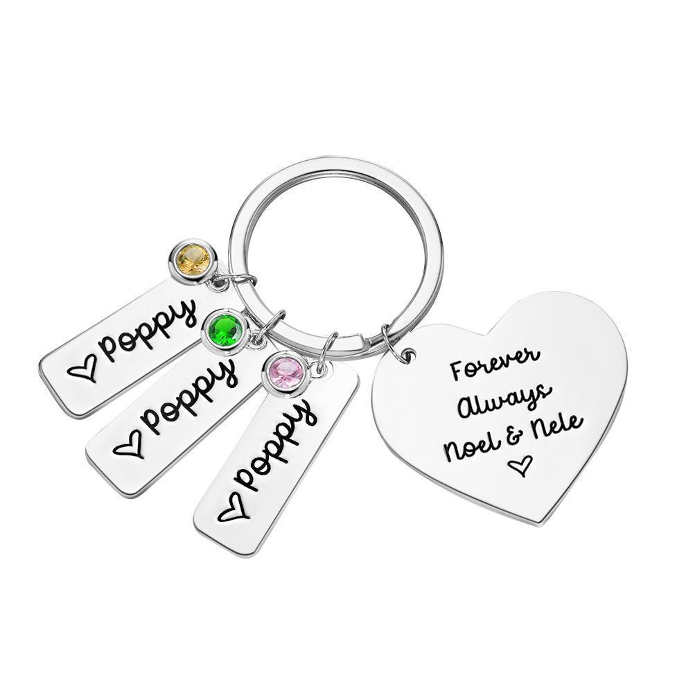 Custom Engraved Diamond Heart Keychains Lettering Optional Rectangular Lettering Number of Gifts for Lover