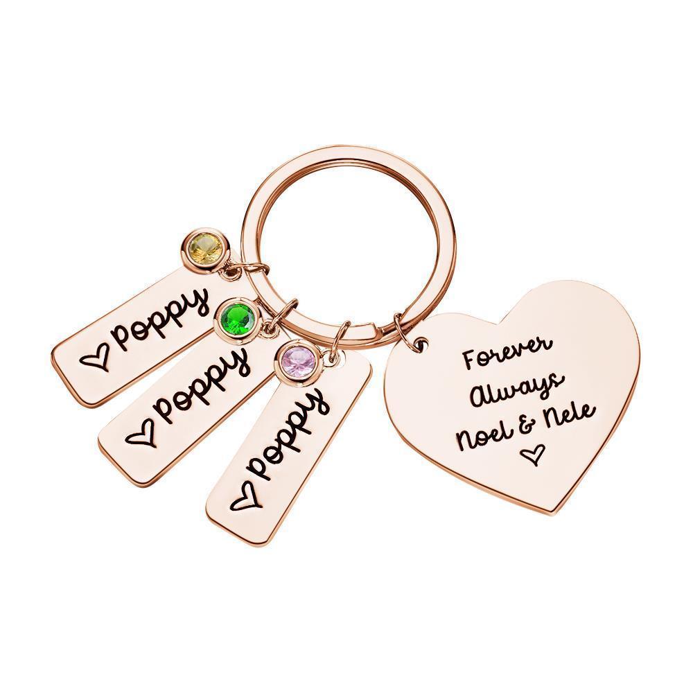 Custom Engraved Diamond Heart Keychains Lettering Optional Rectangular Lettering Number of Gifts for Lover