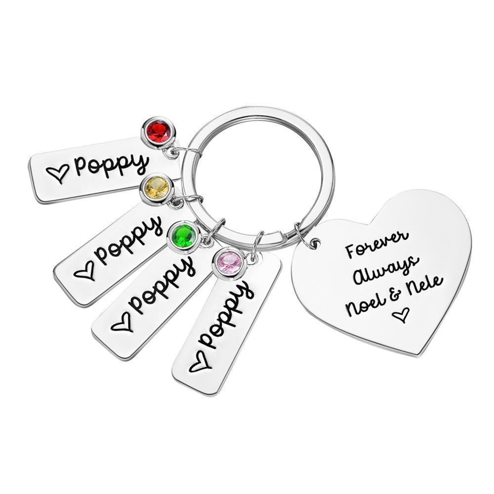 Custom Engraved Diamond Heart Keychains Lettering Optional Rectangular Lettering Number of Gifts for Lover