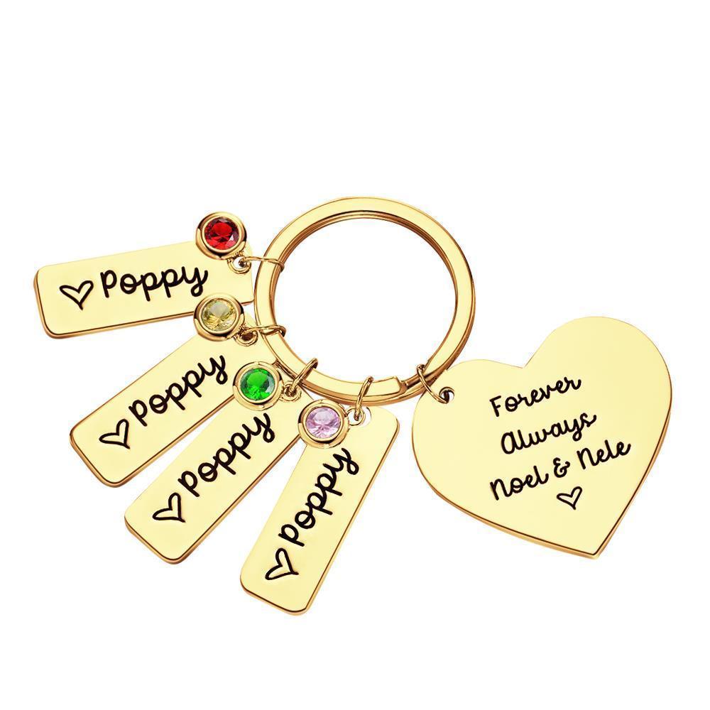 Custom Engraved Diamond Heart Keychains Lettering Optional Rectangular Lettering Number of Gifts for Lover