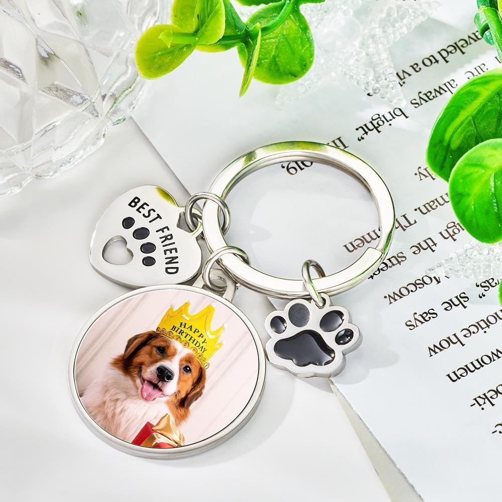 Custom Engraved Photo keychain Best Friend Pet Keychain Gift for Friends