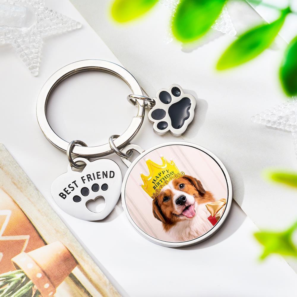 Custom Engraved Photo keychain Best Friend Pet Keychain Gift for Friends