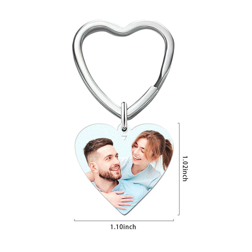 Custom Photo Heart Keychain Calendar Keyring Anniversary Memoria Gifts for Couple's - 