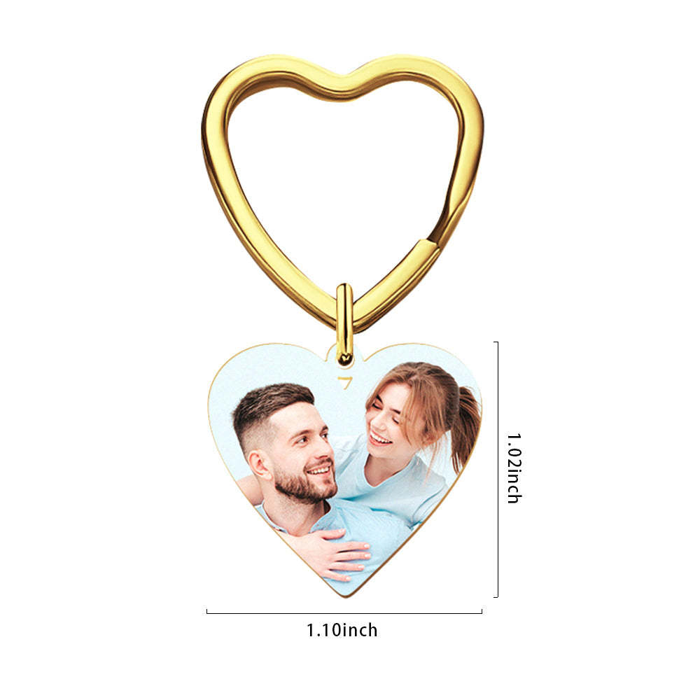 Custom Photo Heart Keychain Calendar Keyring Anniversary Memoria Gifts for Couple's - 