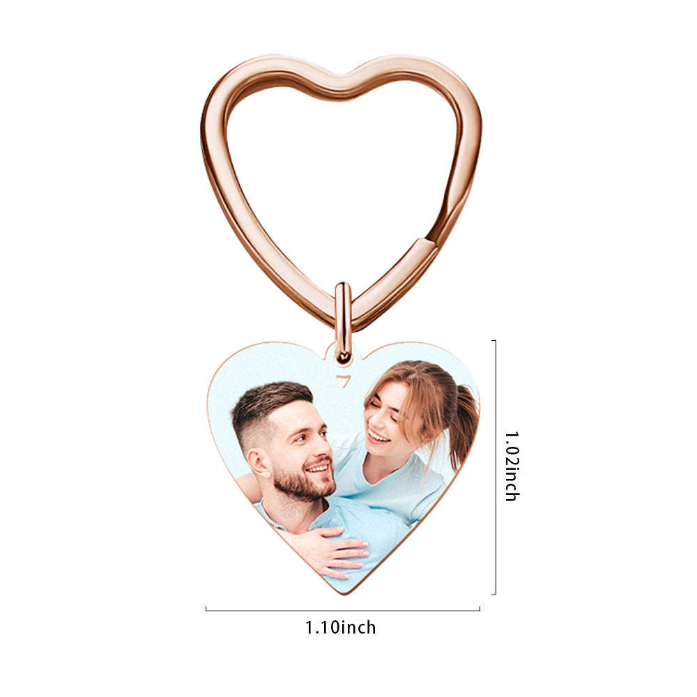 Custom Photo Heart Keychain Calendar Keyring Anniversary Memoria Gifts for Couple's - 