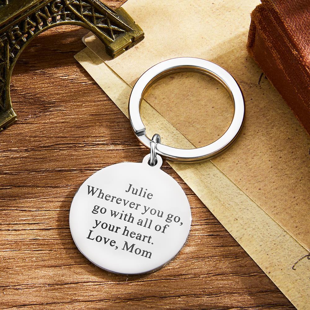 Custom Engraved Compass Keychain Personalized Key Ring Unique Gift