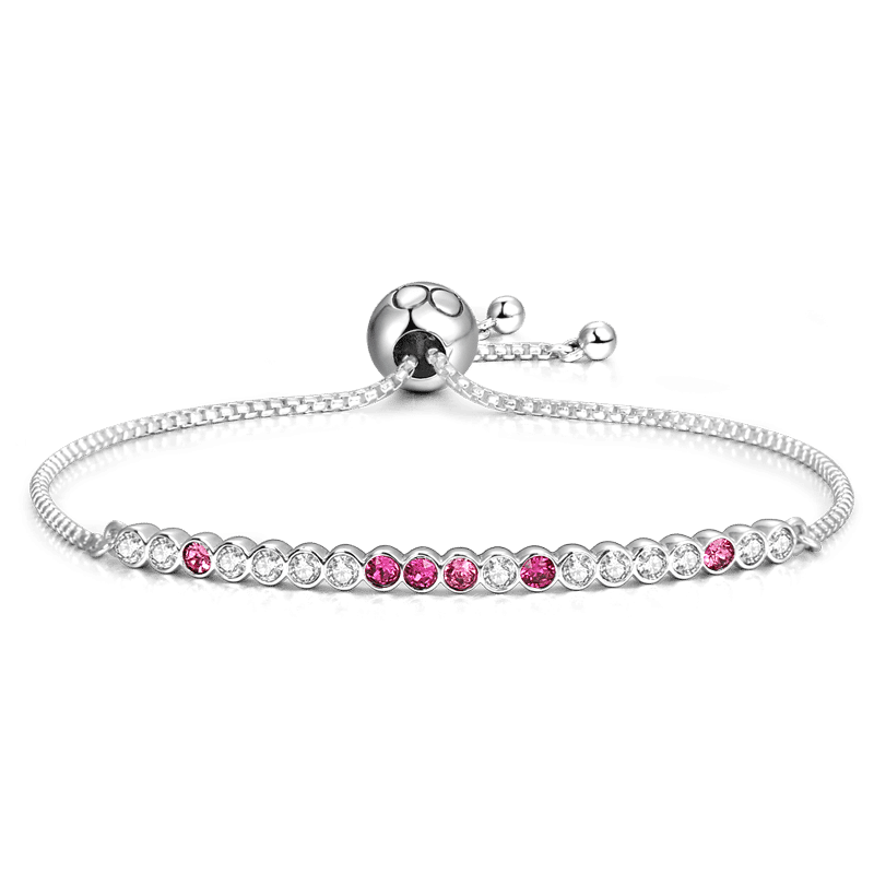 Pink Soufeel Crystal Sparkling Strand Bracelet Silver - Length Adjustable - soufeelus