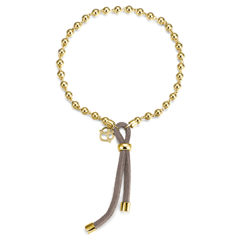Lucky Beads Bracelet 14k Gold Plated Silver - Length Adjustable - soufeelus