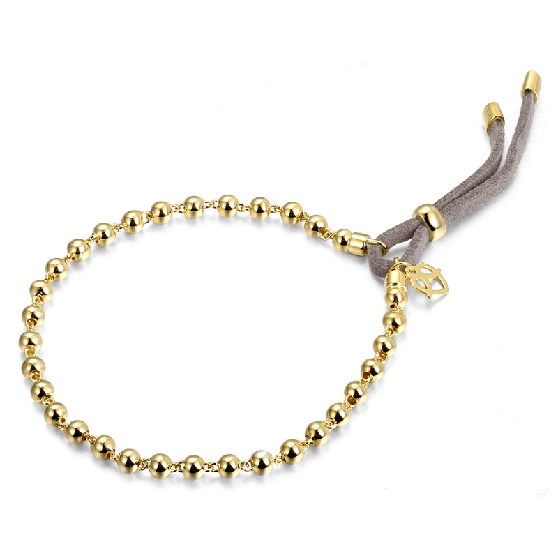 Lucky Beads Bracelet 14k Gold Plated Silver - Length Adjustable - soufeelus