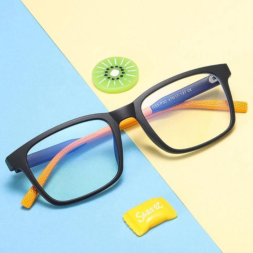 Children Blue Light Blocking Computer Reading Gaming Glasses(Age 7-12) -Matte Black - soufeelus