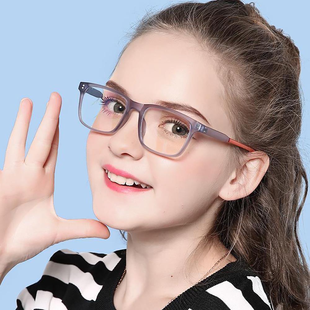 Children Blue Light Blocking Computer Reading Gaming Glasses(Age 7-12) -Matte Transparent Violet - soufeelus