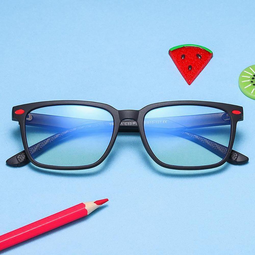 Children Blue Light Blocking Computer Reading Gaming Glasses(Age 7-12) -Matte Black - soufeelus