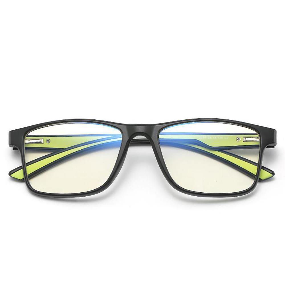 Teens Blue Light Blocking Computer Reading Gaming Glasses(Age 13-18) - Matte Black/Green - soufeelus