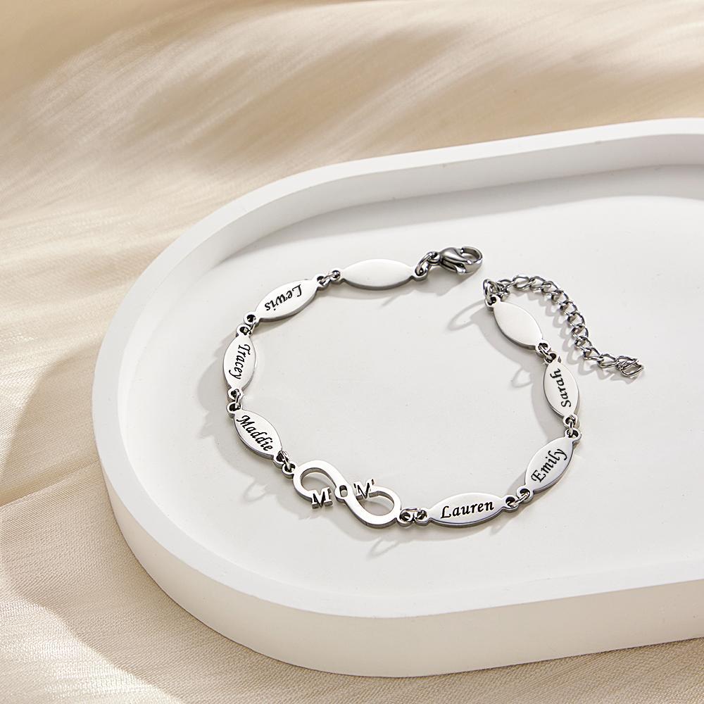 Personalized Mom Bracelet Charming Engraved Bracelet Mother's Day Gifts - soufeelus