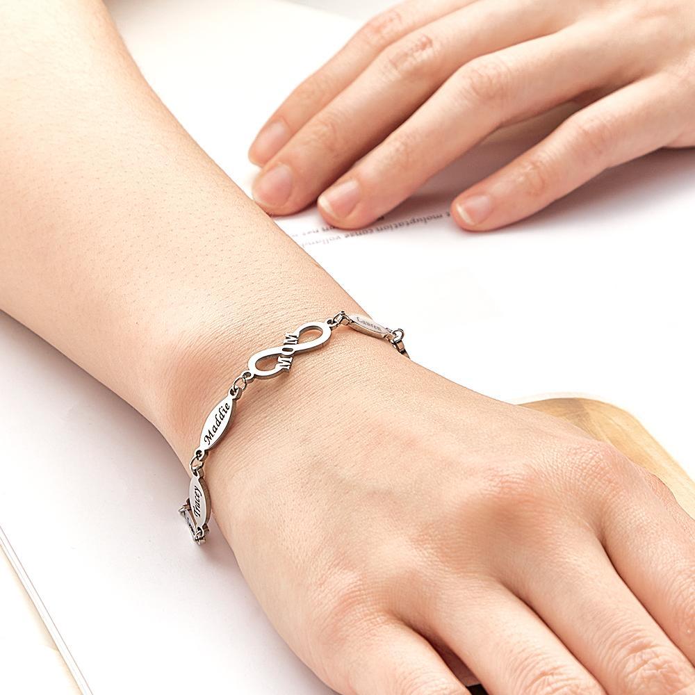 Personalized Mom Bracelet Charming Engraved Bracelet Mother's Day Gifts - soufeelus