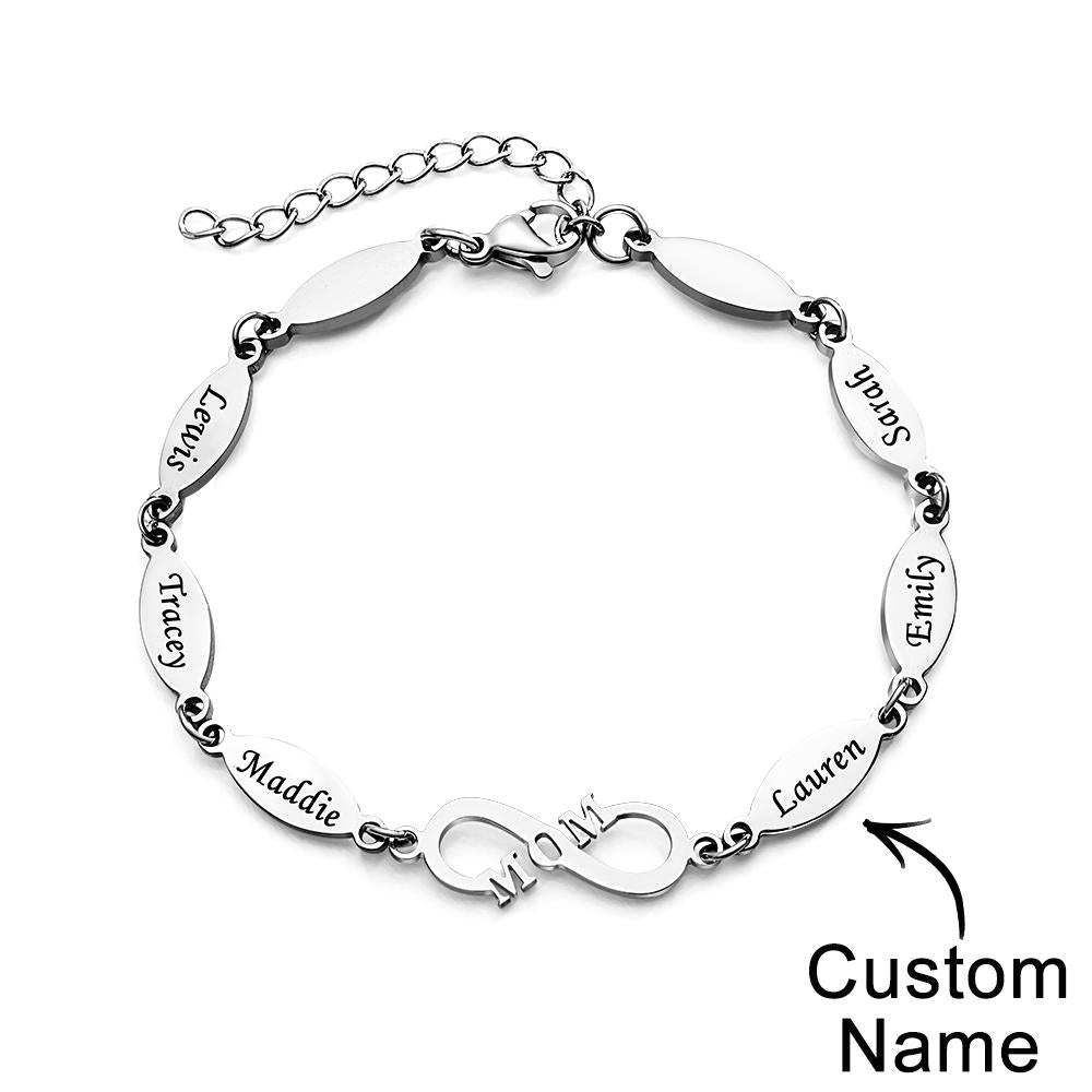 Personalized Mom Bracelet Charming Engraved Bracelet Mother's Day Gifts - soufeelus