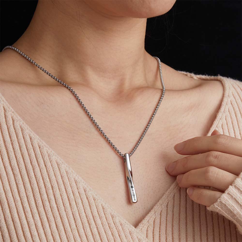 Scannable Spotify Code Twisted Bar Necklace Custom Jewelry Gifts For Her - soufeelus