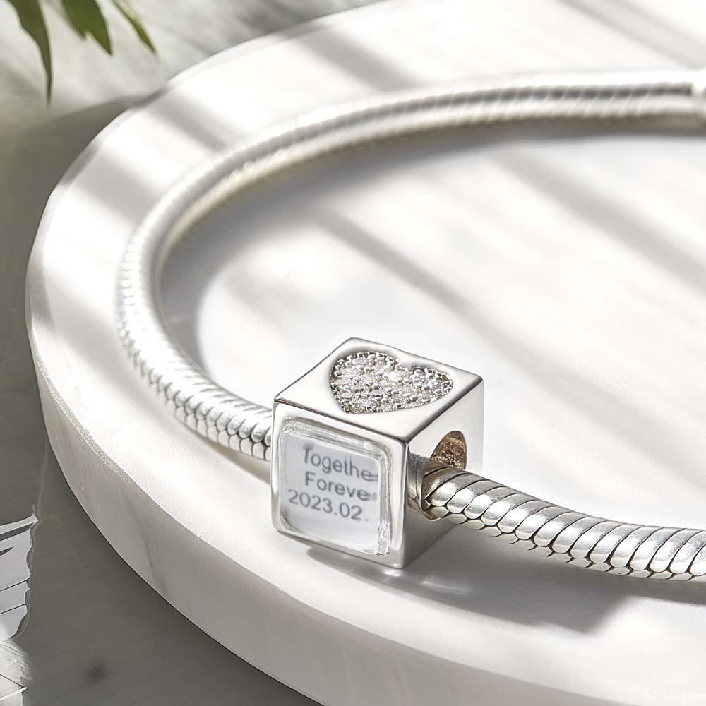 Custom Photo Engraved Charm Square Heart Diamond Romantic Gifts - soufeelus