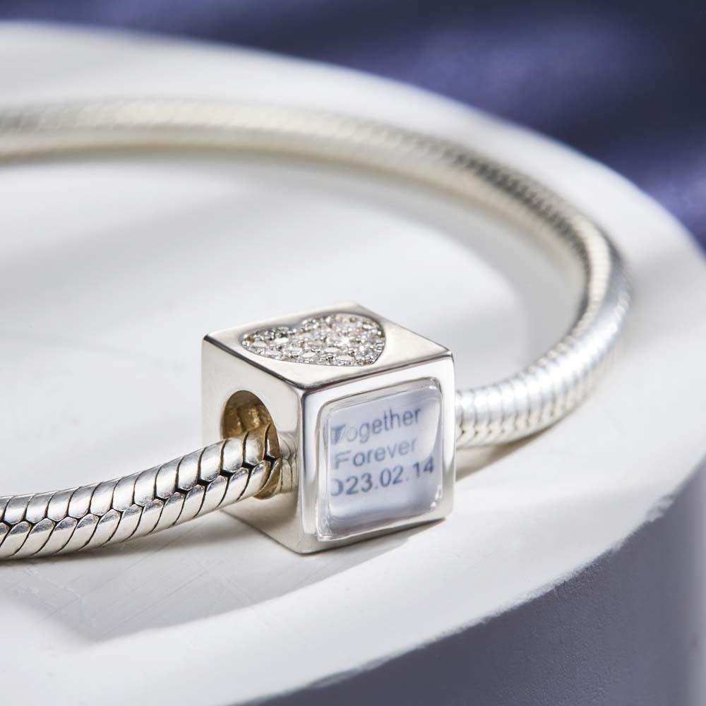 Custom Photo Engraved Charm Square Heart Diamond Romantic Gifts - soufeelus