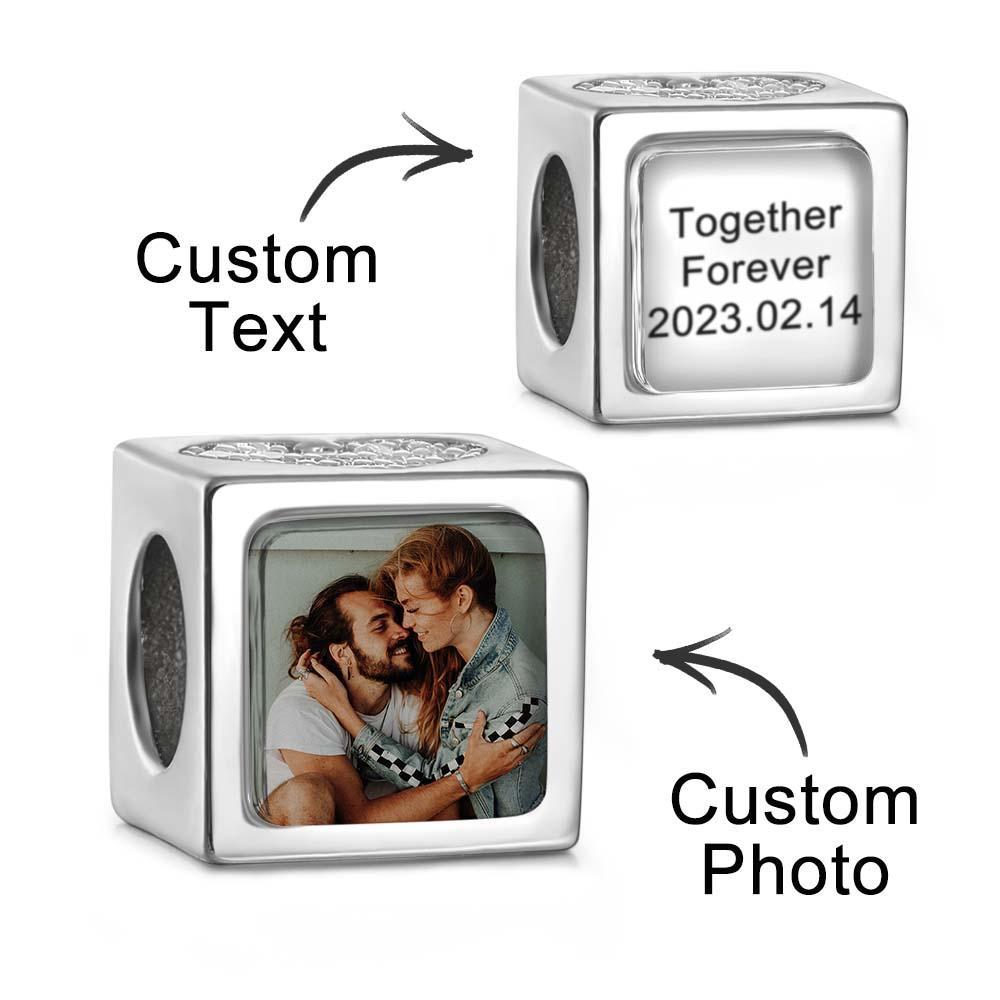 Custom Photo Engraved Charm Square Heart Diamond Romantic Gifts - soufeelus