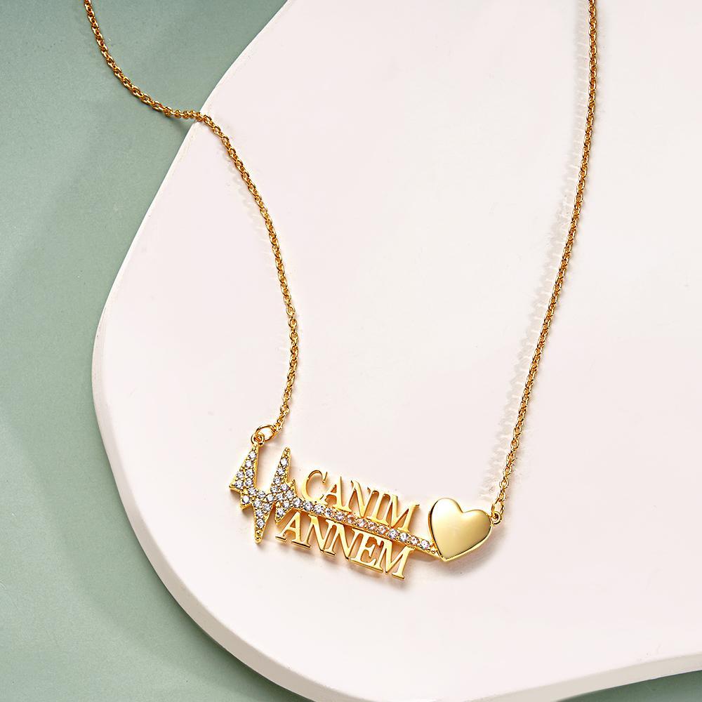 Personalized Heartbeat Name Necklace Creative Love Pendant Jewelry Gifts for Her - soufeelus